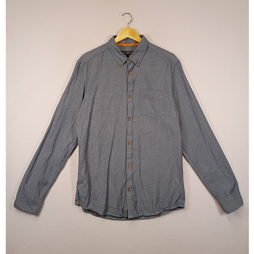 Smart Casual Jules Mens L Blue Slim Fit Long Sleeve Cotton Speckled Shirt